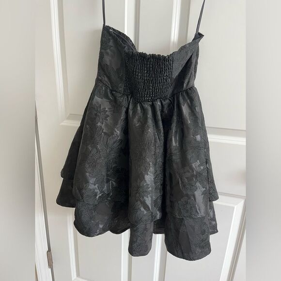 New Anthropologie Bhanuni by Jyoti Strapless Mini Dress Black Embroidered - Picture 5 of 8